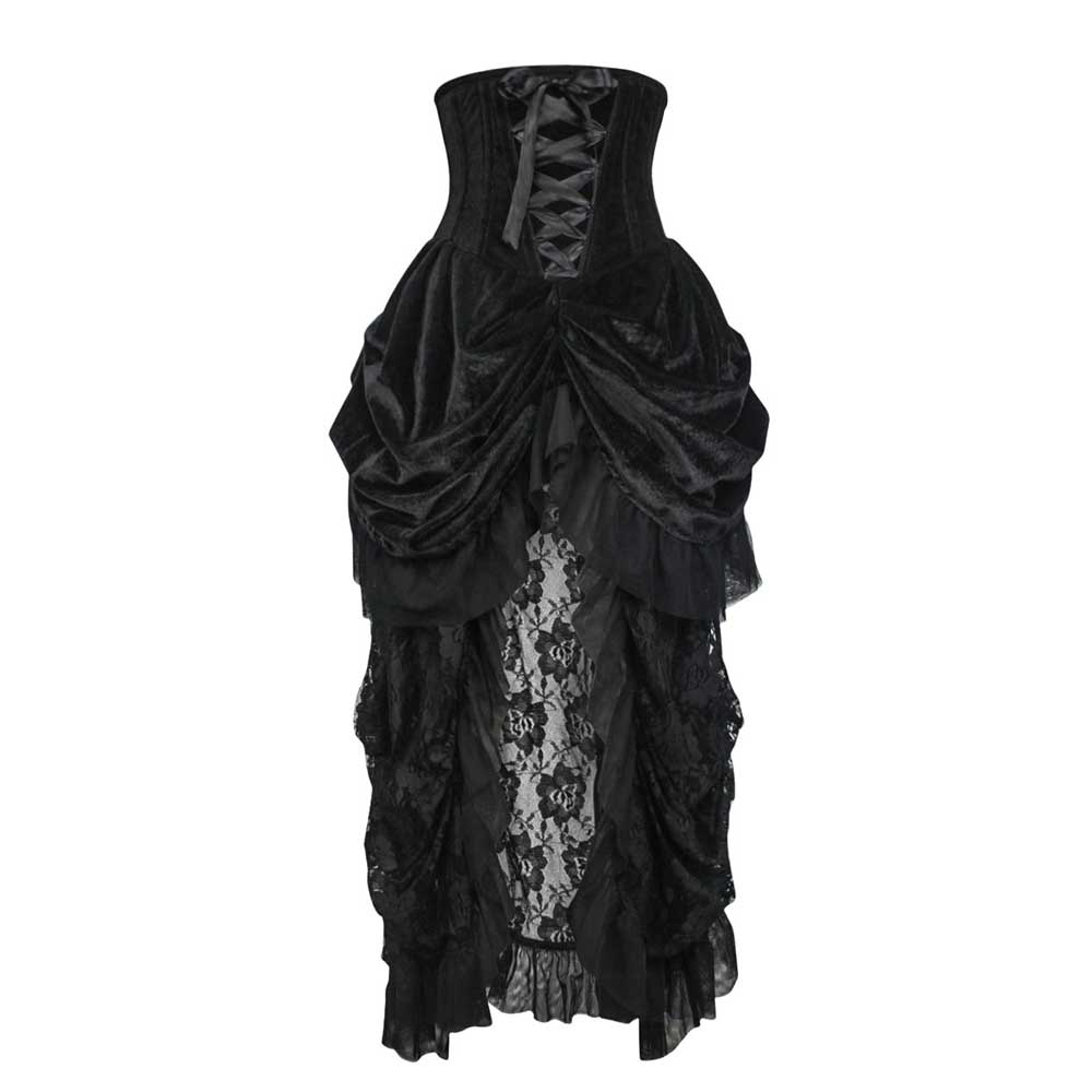 Attitude Corsets - Burlesque underbust corset Hoch niedriger Rock - Schwarz